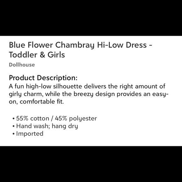 Blue Flower Chambray Hi-Lo Dress - Picture 4 of 5
